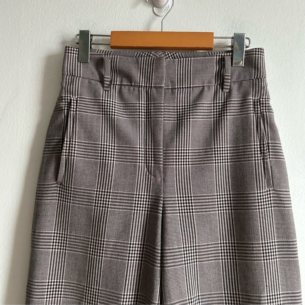 Aritzia Wilfred Sz 6 Tie Front Grey Plaid AcademiA Ankle Tapered Pants - Picture 7 of 13